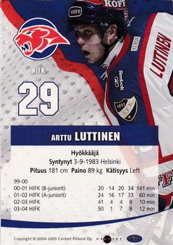 2004-05 Cardset Finland - Autographs #18 Arttu Luttinen Back