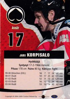 2004-05 Cardset Finland - Autographs #142 Jari Korpisalo Back