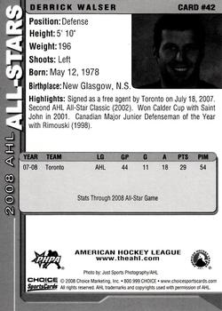 2007-08 Choice 2008 AHL All-Stars #42 Derrick Walser Back