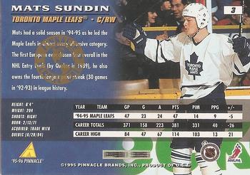 1995-96 Pinnacle - Global Gold #3 Mats Sundin Back