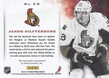 2012-13 Panini Prime - Signatures Gold #28 Jakob Silfverberg Back