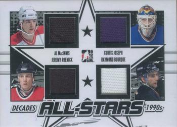 2013-14 In The Game Decades 1990s - All Stars Quad Jerseys Black #AS-01 Al MacInnis / Curtis Joseph / Jeremy Roenick / Raymond Bourque Front