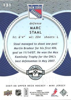 2007-08 Upper Deck Mini Jersey #131 Marc Staal Back