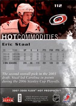 2007-08 Fleer Hot Prospects #112 Eric Staal Back
