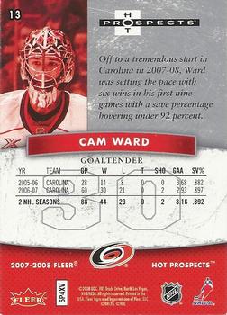 2007-08 Fleer Hot Prospects #13 Cam Ward Back