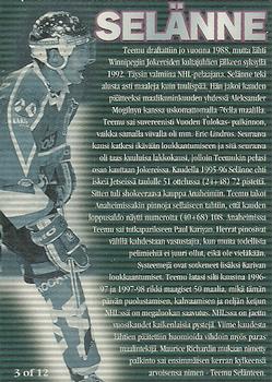1999-00 Cardset Finland - Most Wanted #3 Teemu Selanne Back