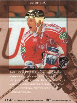 1995-96 Leaf Sisu Limited (Finnish) #22 Jari Korpisalo Back