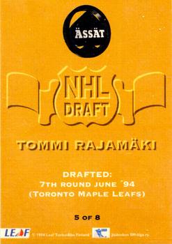 1994-95 Leaf Sisu SM-Liiga (Finnish) - NHL Draft #5 Tommi Rajamäki Back