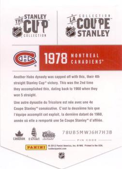 2012 Panini Molson Stanley Cup Collection #NNO 1978 Back