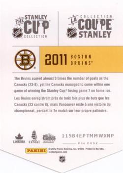 2012 Panini Molson Stanley Cup Collection #NNO 2011 Back