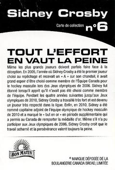2012 Canada Bread Sidney Crosby #6b Tout l'effort en vaut la peine Back