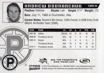 2011-12 Choice AHL Top Prospects #34 Andrew Bodnarchuk Back