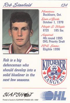1995-96 Slapshot OHL #134 Rob Stanfield Back