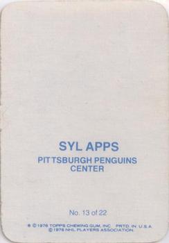 1976-77 Topps - Glossy Inserts #13 Syl Apps Back
