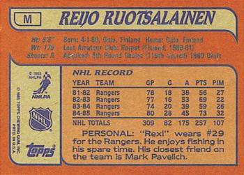 1985-86 Topps - Wax Box Bottom Panels Singles #M Reijo Ruotsalainen Back