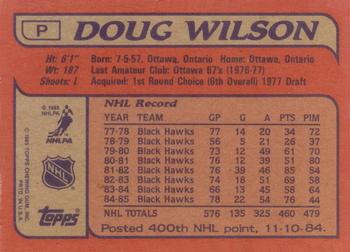 1985-86 Topps - Wax Box Bottom Panels Singles #P Doug Wilson Back