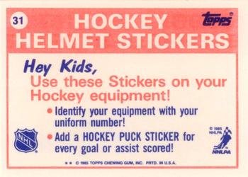 1985-86 Topps - Stickers #31 Boston Bruins Back