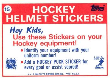 1985-86 Topps - Stickers #15 Detroit Red Wings Back