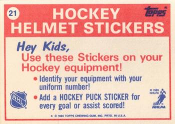 1985-86 Topps - Stickers #21 Chicago Black Hawks Back