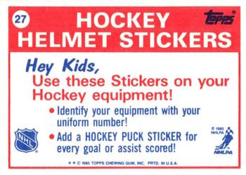 1985-86 Topps - Stickers #27 New Jersey Devils Back