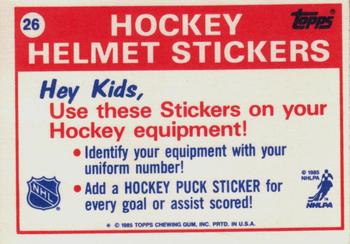 1985-86 Topps - Stickers #26 Philadelphia Flyers Back