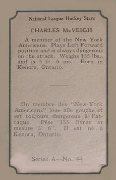 1933-34 O-Pee-Chee (V304A) #44 Charles McVeigh Back