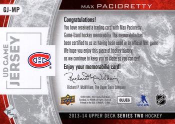 2013-14 Upper Deck - UD Game Jerseys #GJ-MP Max Pacioretty Back