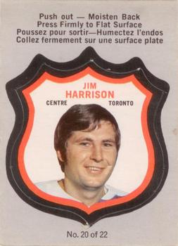 1972-73 O-Pee-Chee - Player Crests #20 Jim Harrison Front