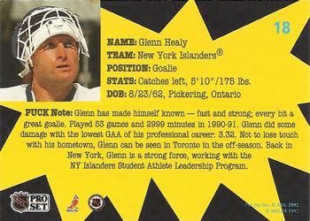 1991-92 Pro Set PUCK #18 Glenn Healy Back