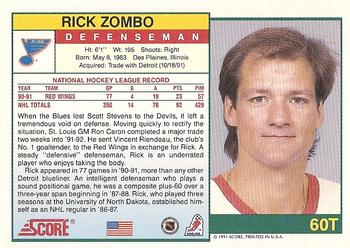 1991-92 Score Rookie and Traded #60T Rick Zombo Back