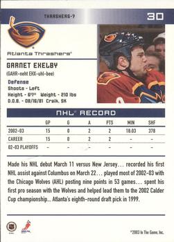 2003-04 In The Game Action - NHL All-Star FANtasy Team Sets #30 Garnet Exelby Back