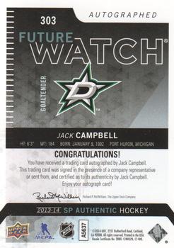 2013-14 SP Authentic #303 Jack Campbell Back