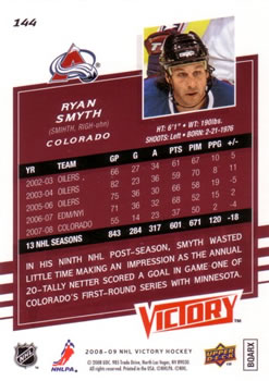 2008-09 Upper Deck Victory #144 Ryan Smyth Back
