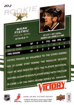 2008-09 Upper Deck Victory #202 Mark Fistric Back