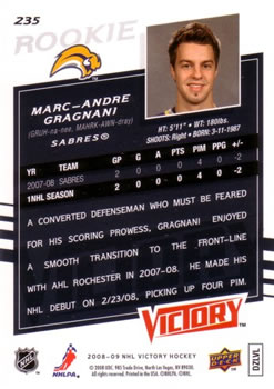2008-09 Upper Deck Victory #235 Marc-Andre Gragnani Back