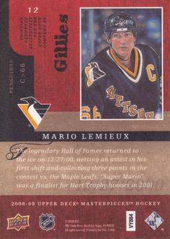 2008-09 Upper Deck Masterpieces #12 Mario Lemieux Back