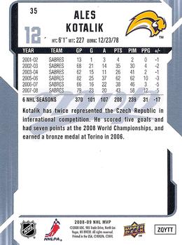 2008-09 Upper Deck MVP #35 Ales Kotalik Back