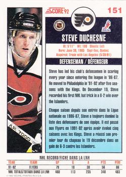 1992-93 Score Canadian #151 Steve Duchesne Back