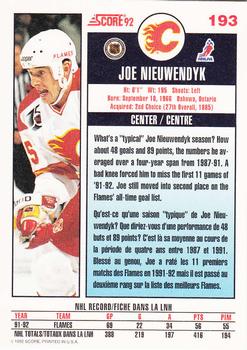 1992-93 Score Canadian #193 Joe Nieuwendyk Back