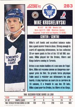 1992-93 Score Canadian #283 Mike Krushelnyski Back