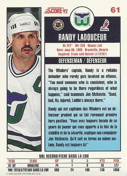 1992-93 Score Canadian #61 Randy Ladouceur Back