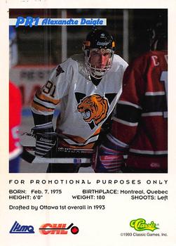 1993 Classic '93 Hockey Draft - Promos #PR1 Alexandre Daigle Back