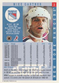 1993-94 Score Canadian #2 Mike Gartner Back