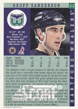 1993-94 Score Canadian #213 Geoff Sanderson Back