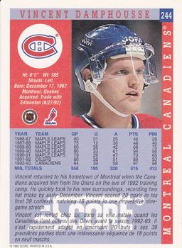 1993-94 Score Canadian #244 Vincent Damphousse Back