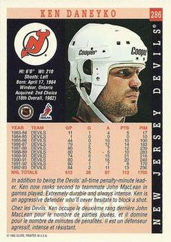 1993-94 Score Canadian #286 Ken Daneyko Back