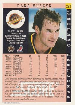 1993-94 Score Canadian #298 Dana Murzyn Back