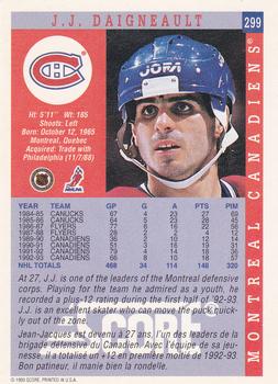 1993-94 Score Canadian #299 J.J. Daigneault Back