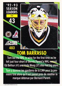 1993-94 Score Canadian #483 Tom Barrasso Back