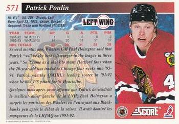 1993-94 Score Canadian #571 Patrick Poulin Back